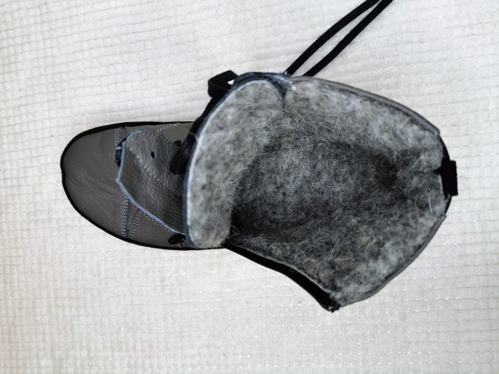 bal lábra való Magical Alaskan barefoot csizma gyapjú bélése felülnézetben