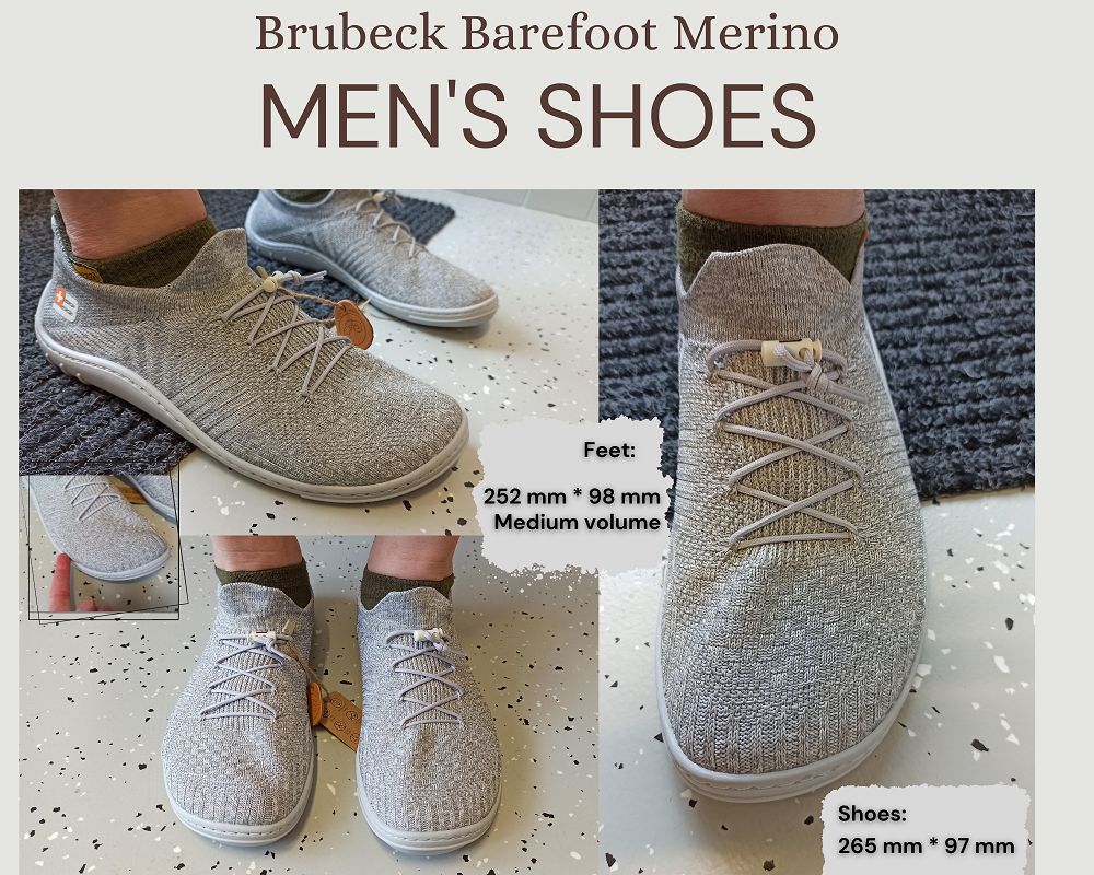 Brubeck barefoot cipőteszt férfi szürke modell lábon méret