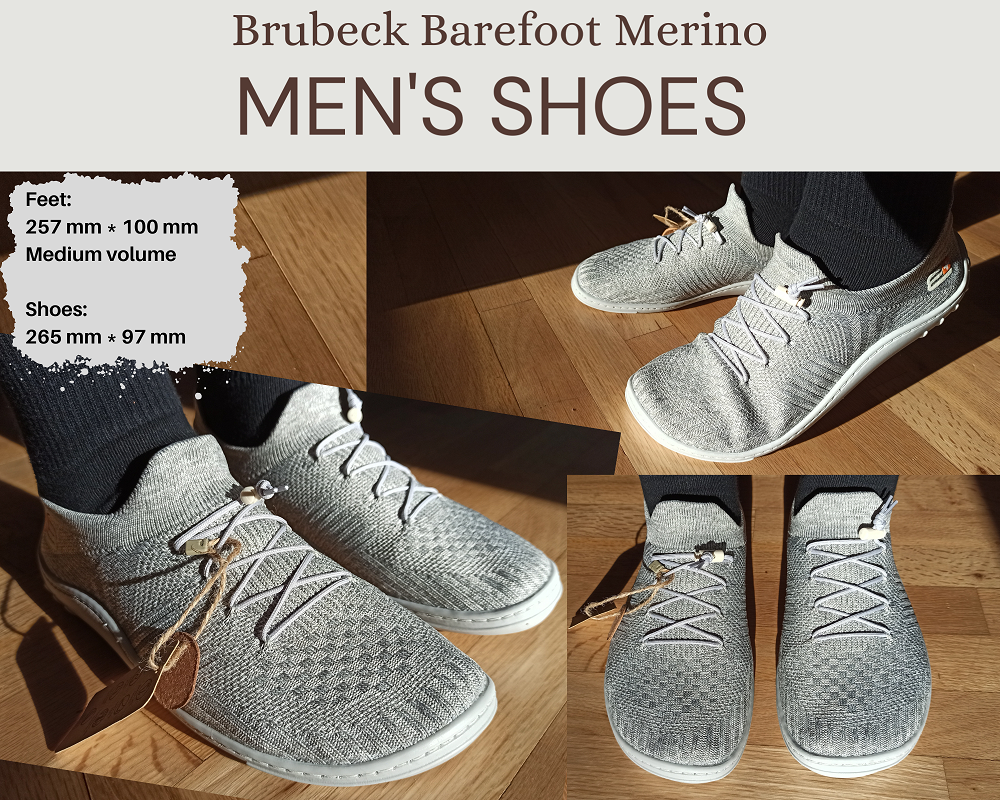 Brubeck barefoot cipőteszt férfi szürke modell lábon méret